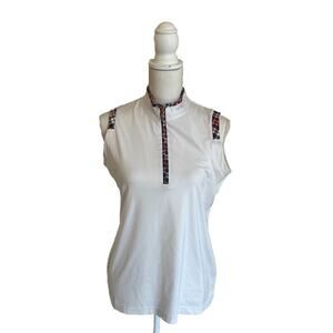 Sport Haley Women’s Sleeveless 1/4 Zip Collared Plaid Shirt, Size Medium